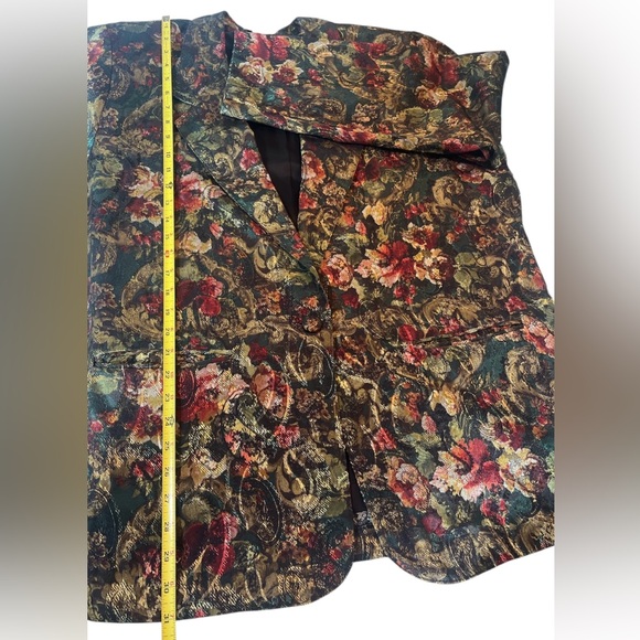 Vintage Michael K & Co Tapestry Floral Oversized Single Breasted Blazer Size 2X - Picture 7 of 9